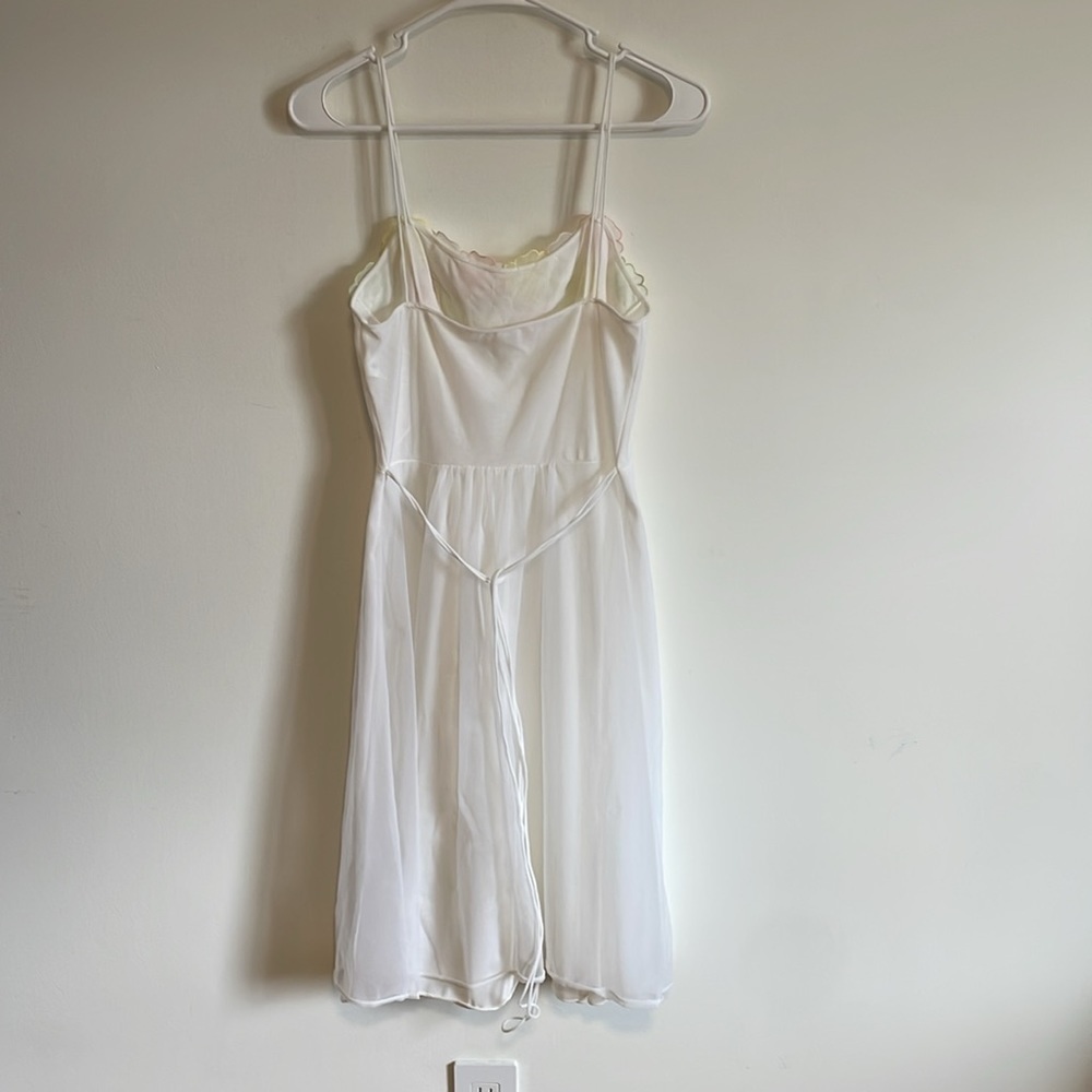 Warner’s Chemise Nightie SM White Romantic Appliqué VTG Slip Floral Chiffon - Picture 7 of 15